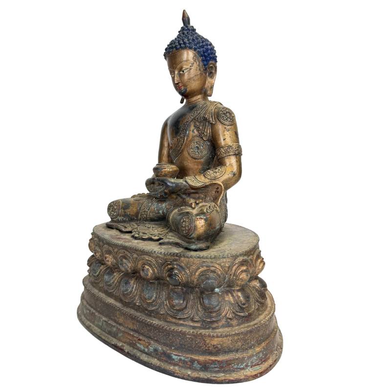 Medicijn Boeddha sculptuur van verguld koperlegering