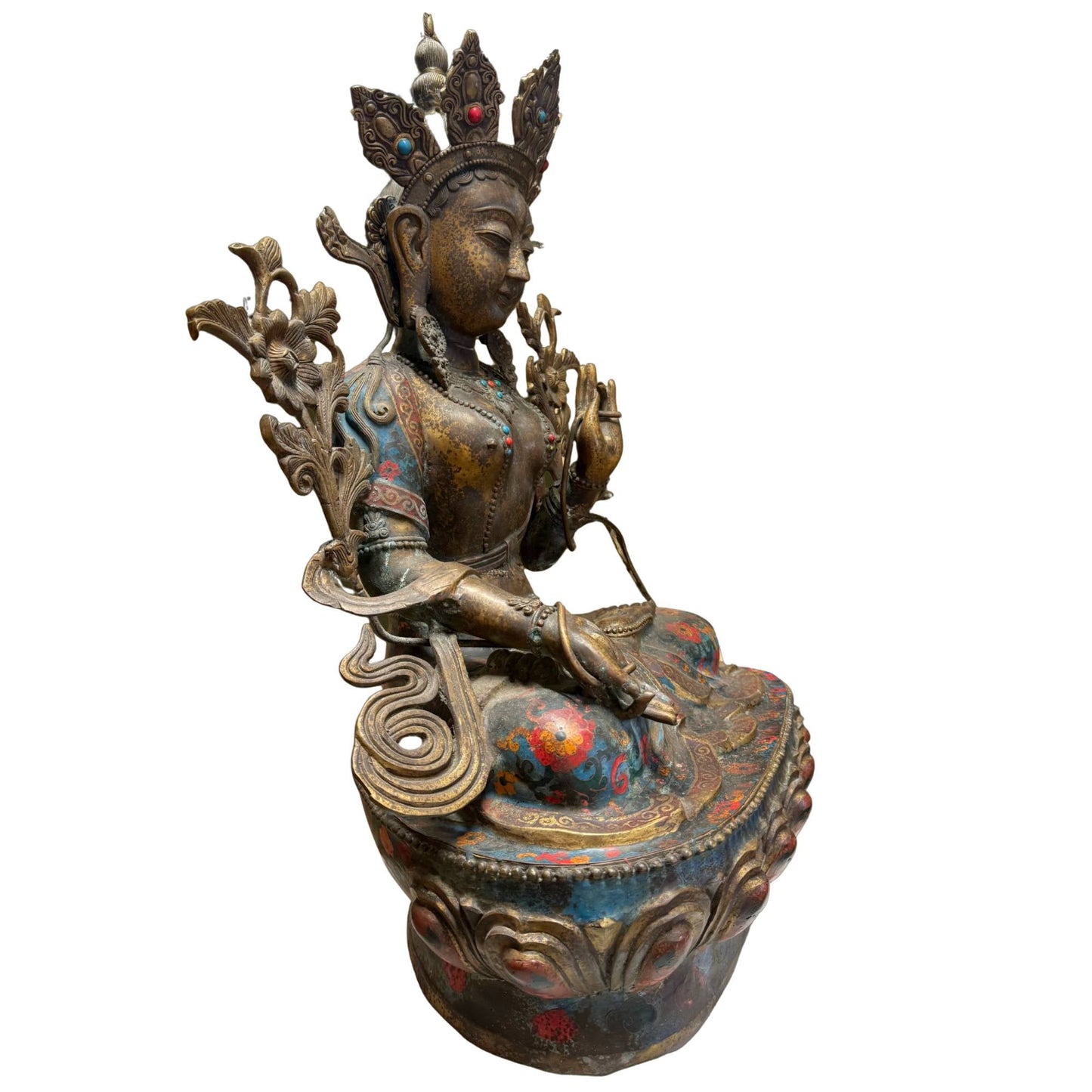 Witte Tara Boeddha beeld 19e eeuw Late Qing dynastie verguld brons cloisonne
