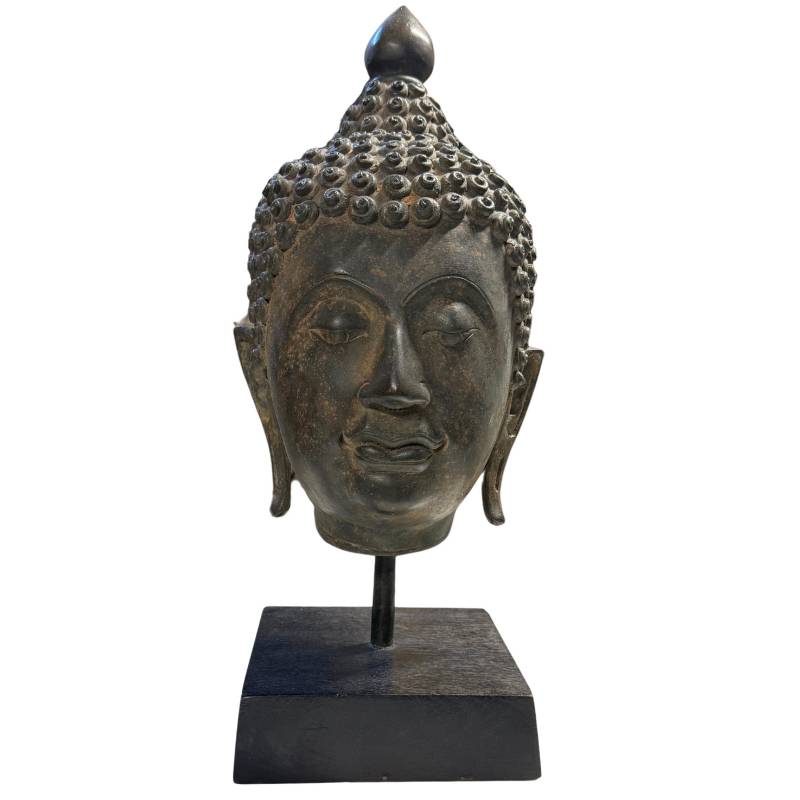 Zwaar Thais bronzen Boeddhahoofd 4.3kg 39cm Sukhothai stijl
