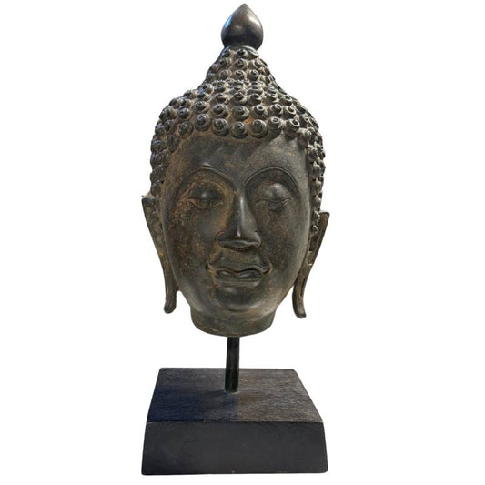 Zwaar Thais bronzen Boeddhahoofd 4.3kg 39cm Sukhothai stijl
