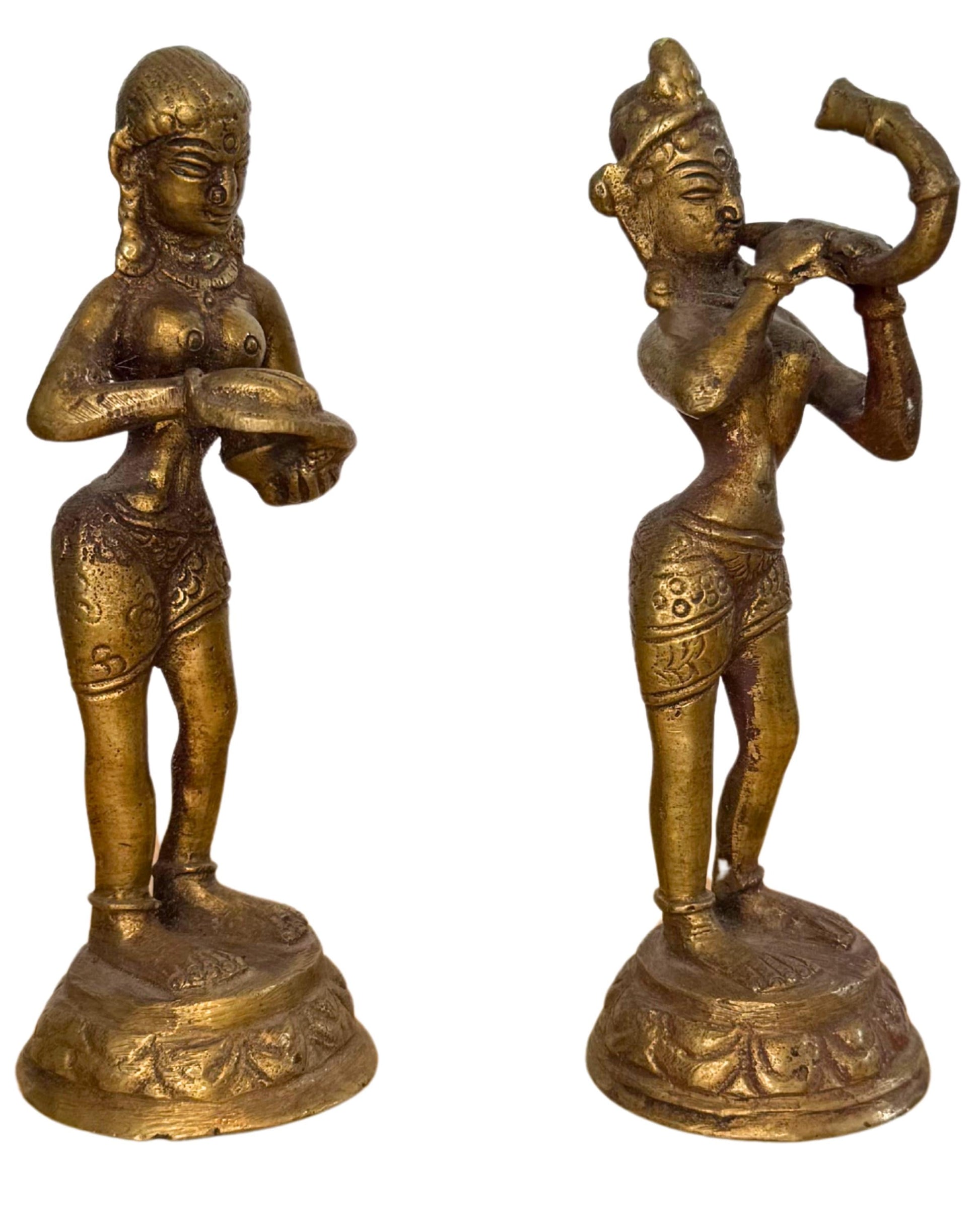 Altaar beeldjes hindoe bronzen set decoratief en spiritueel