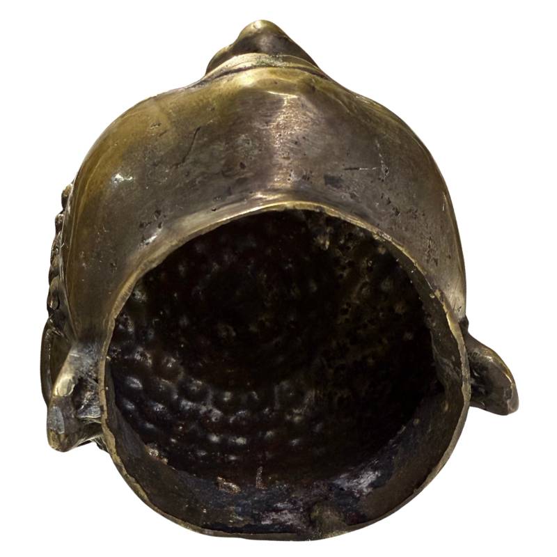 antiek spiritueel boeddha hoofd van brons met patina