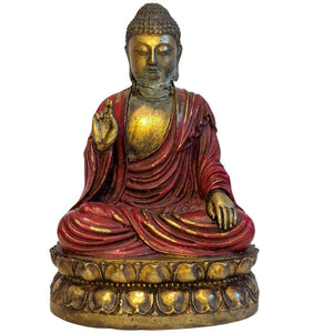 Antiek Chinees Tibetaans bronzen Boeddhabeeld in Abhaya-mudra lot 124