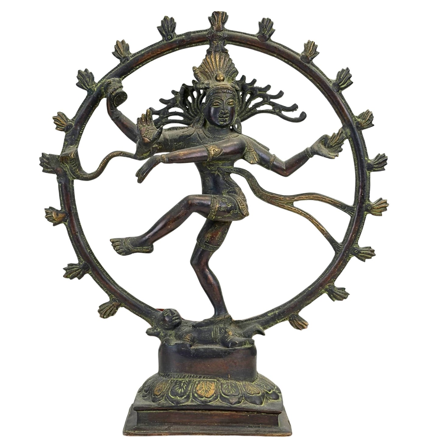 Antiek bronzen Shiva Nataraja altaarbeeld uit Nepal in cire perdue bronsgietwerk