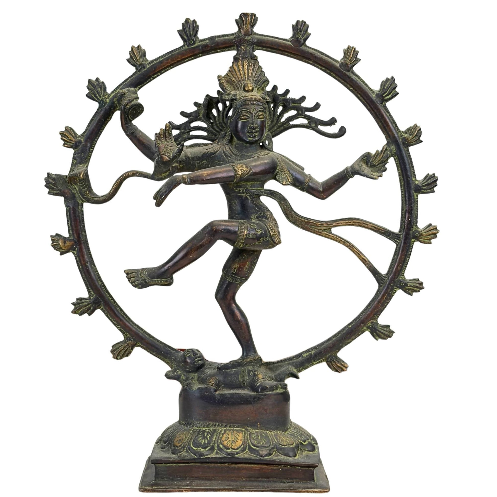 Antiek bronzen Shiva Nataraja altaarbeeld uit Nepal in cire perdue bronsgietwerk