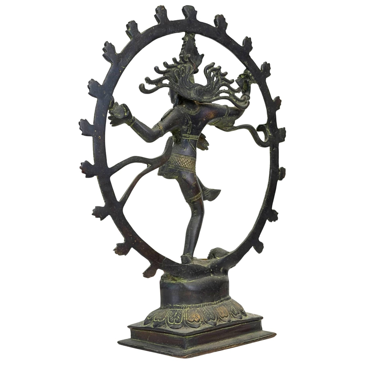 Vroeg-20e-eeuws Nepalees bronzen sculptuur van Shiva Nataraja met karakteristieke pre-industriële gietkenmerken