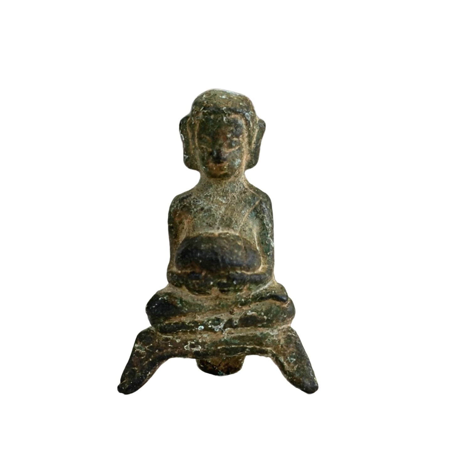 Antiek bronzen votiefbeeldje van de Boeddha uit de Ayutthaya-traditie
