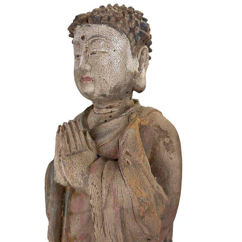 Antiek Chinees Boeddhabeeld hout van 57 cm hoog
