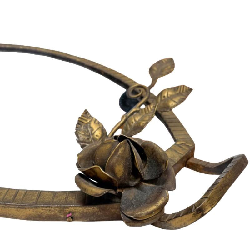 Antiek Frans salonobject met bronzen dienblad en spiegel
