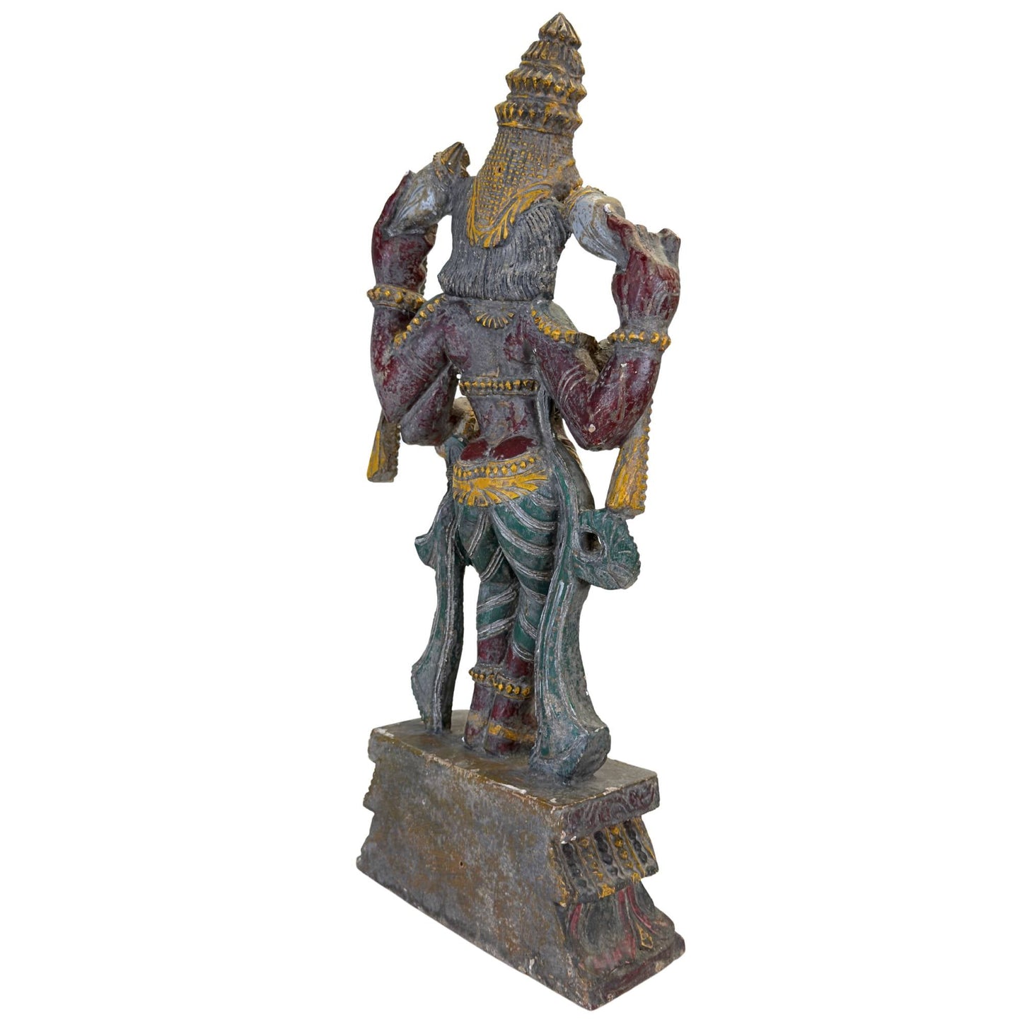 Antiek beeld van hindoegod Vishnu gesneden uit hardhout