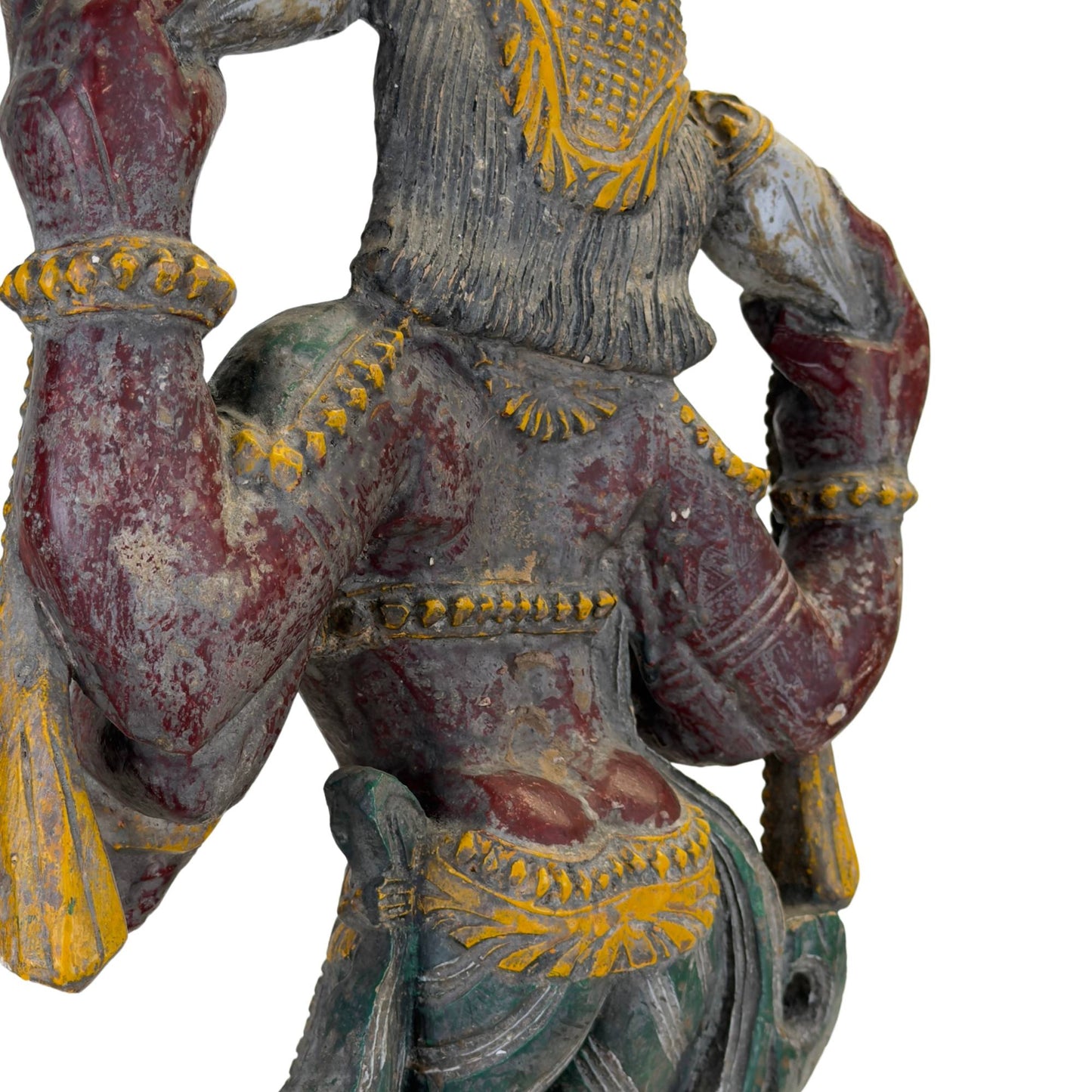 Antiek architecturaal houten beeld van Lord Vishnu