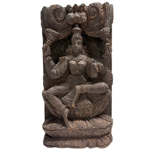 Muurdecoratie Antiek Houten Parvati Reliëf – Zuid-India – Vroege 20e Eeuw – Lot 451