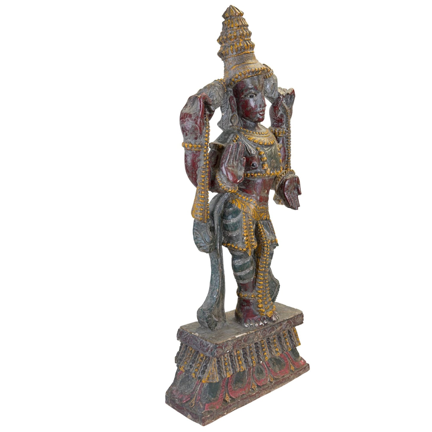 Authentiek Indiaas houtsnijwerk van Vishnu met een hoogte van 60 cm