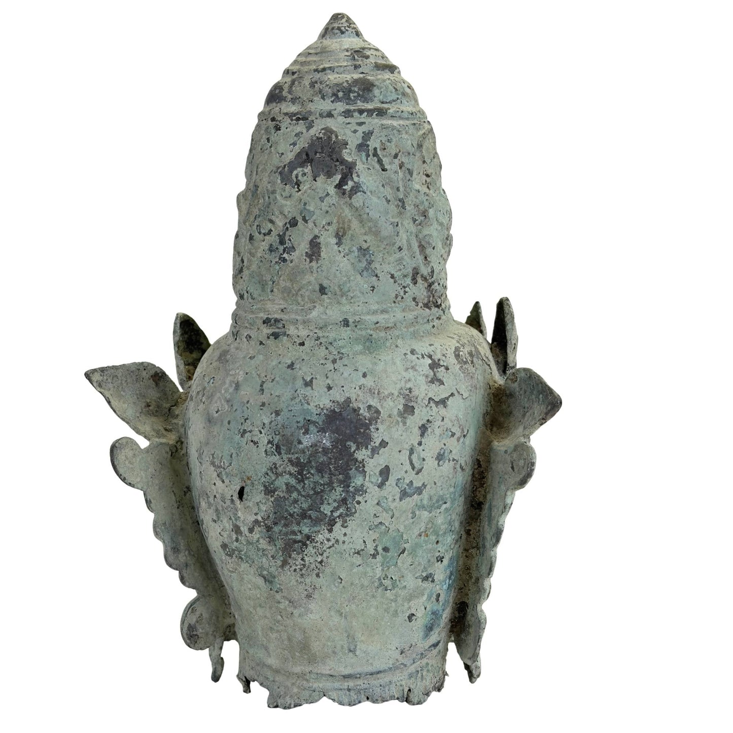 Antiek bronzen tempelfragment uit Java met voorstelling van Vishnu
