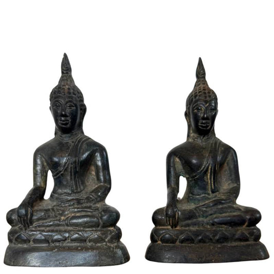 Antiek paar Thaise bronzen Boeddha beelden 19e eeuw brons