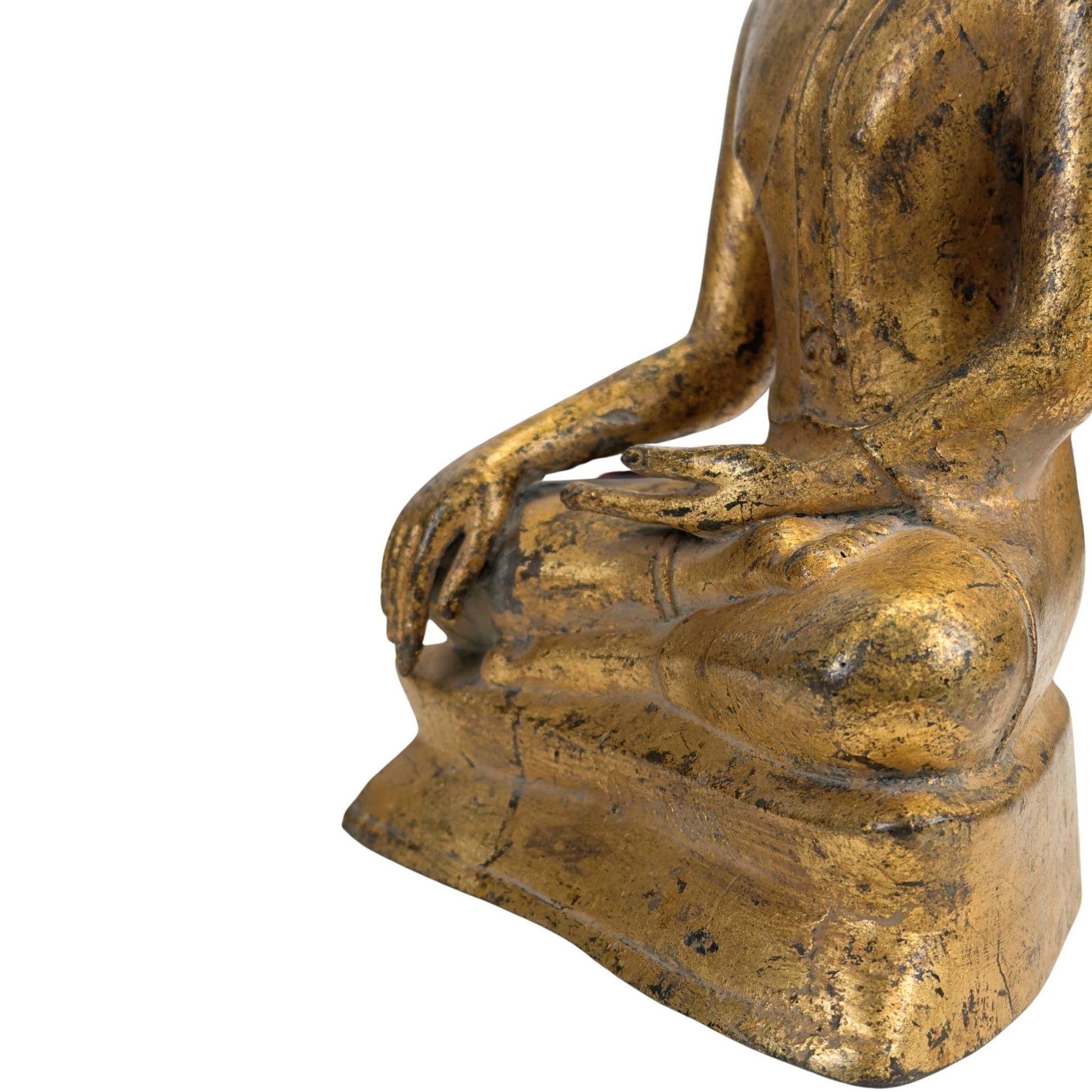 Antiek Thais bronzen beeld met vlammende rasmi-spits voor transcendentale wijsheid