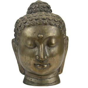 Antiek Thais bronzen Boeddhahoofd – ca. 1900