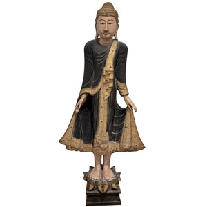 Birma Boeddha monumentale tempelreus van maar liefst 193 cm hoog en 86 cm breed!