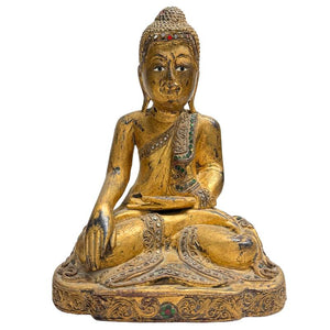 Antieke Birmese Teakhouten Mandalay Boeddha - 19e Eeuw - 27 cm (Premium Kwaliteit)