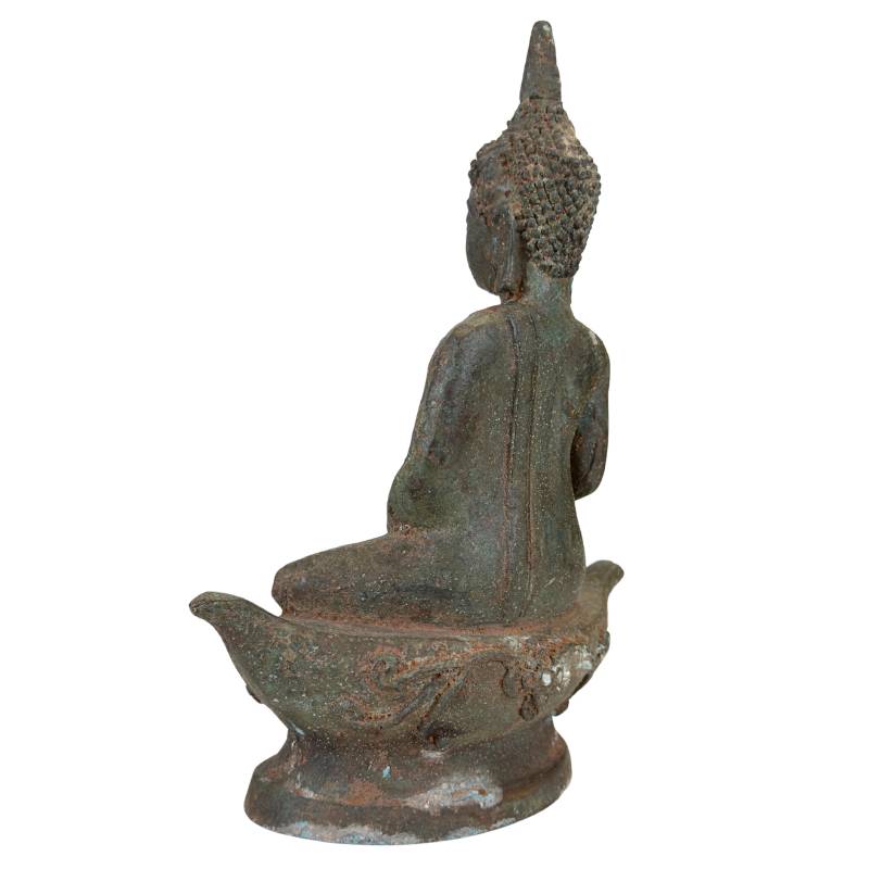 Antieke Boeddha van brons uit Thailand in meditatiehouding