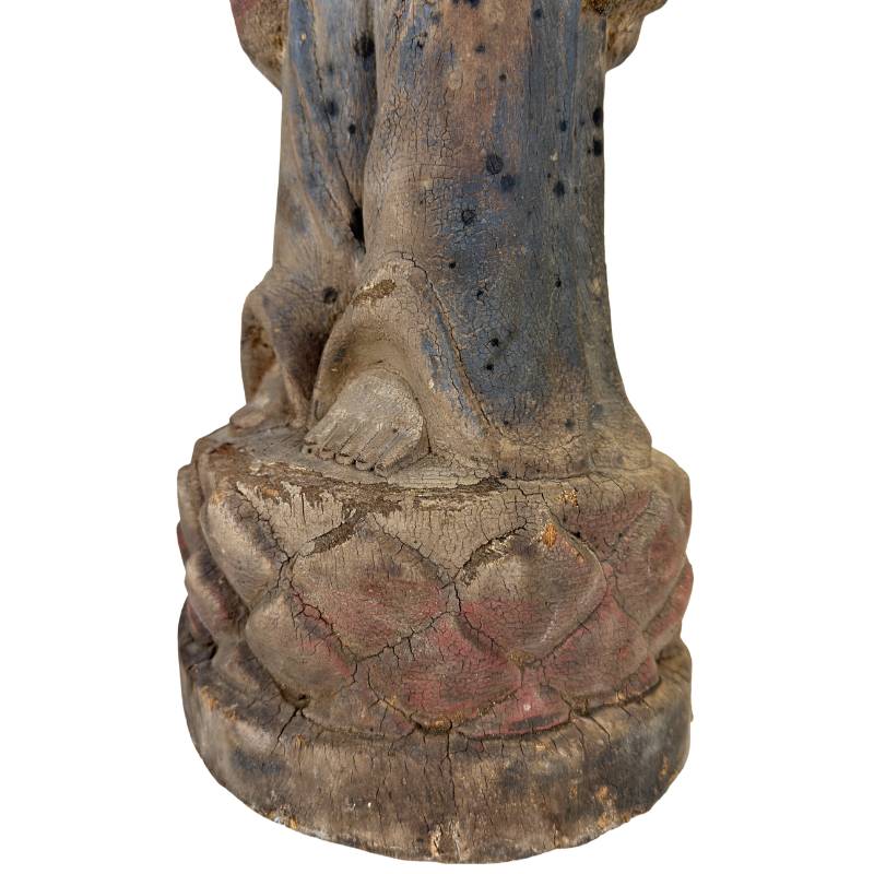 Antieke Boeddha figuur hout China in devotie houding
