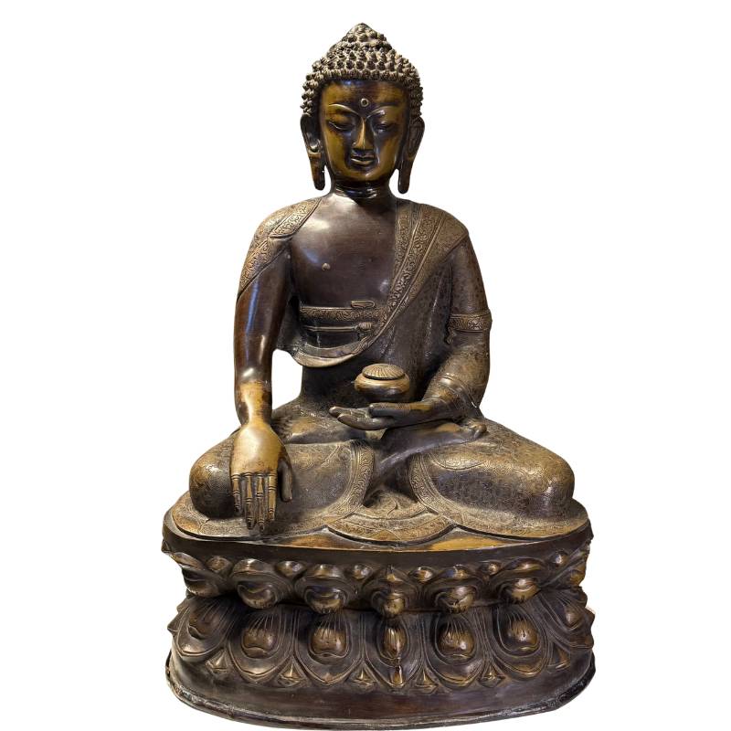 Antiek Boeddha beeld Nepal 18e eeuw Shakyamuni Gautama Boeddhisme verzamelobject.