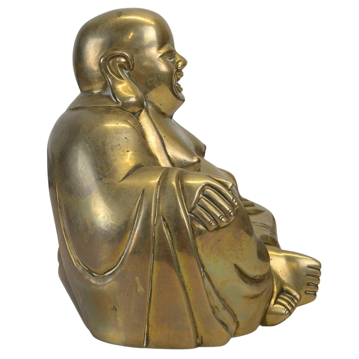 Pre-industrieel messing Budai boeddhabeeld vervaardigd via cire perdue
