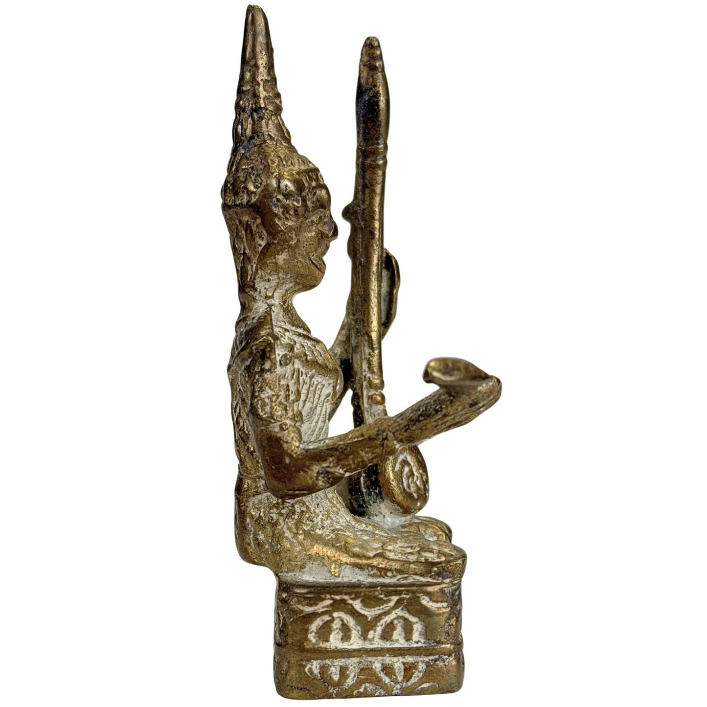 Antieke Thaise bronzen drummer met resten van oude vergulding
