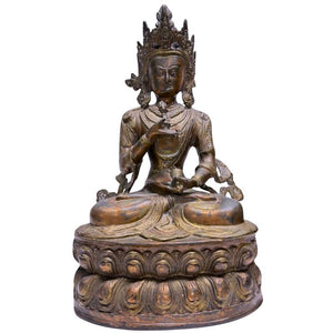 Antieke Bronzen Vajrasattva – voor zuiveringsritueel met Vajra en Ghanta – Lot 460