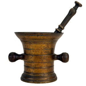 Antieke Nederlandse Bronzen Vijzel met Stamper – 17e/18e Eeuw – 3 kg