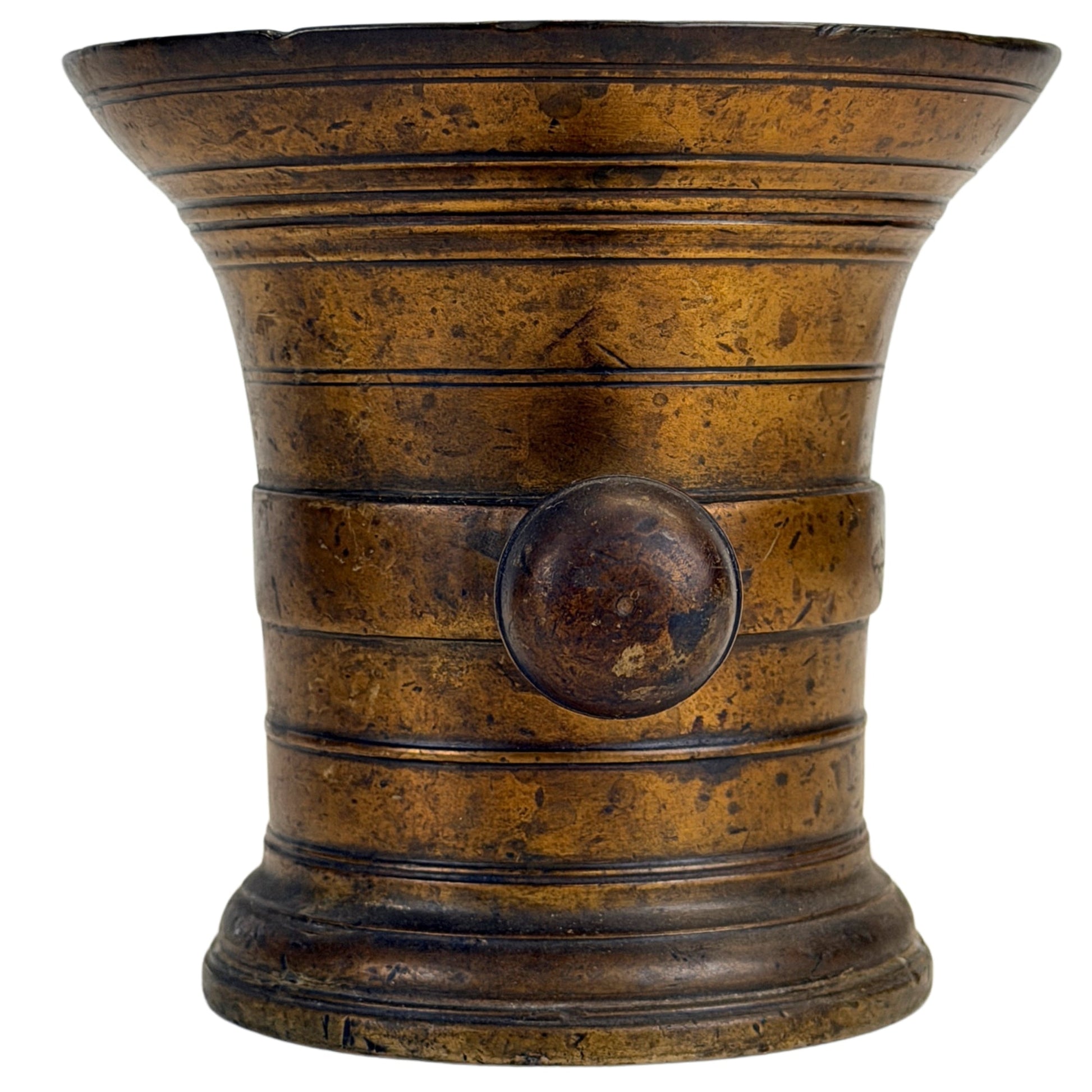 Antieke bronzen vijzel met originele bronzen stamper uit de 17e eeuw