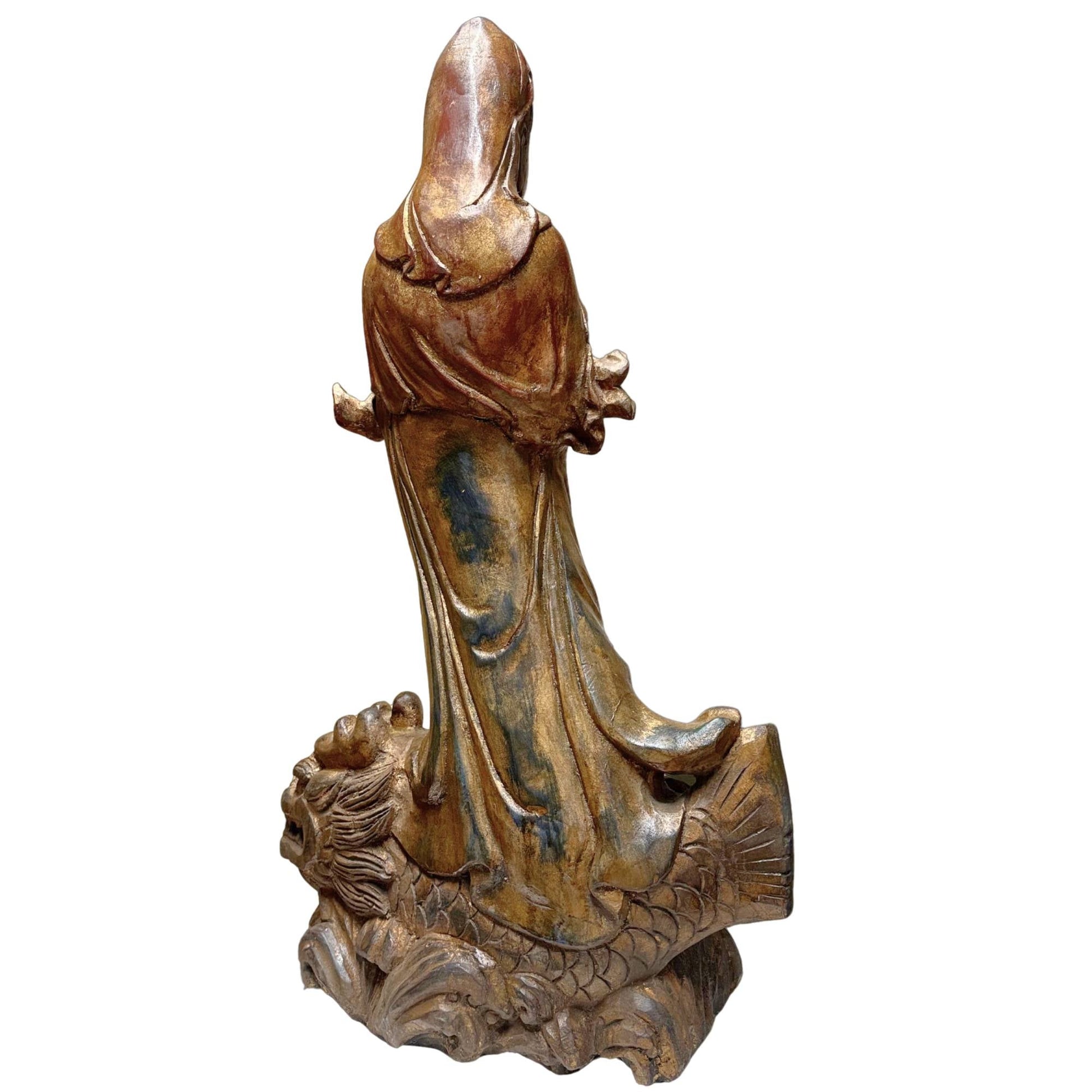Antieke Chinese kunst Kwanyin hout polychromie gevalideerd