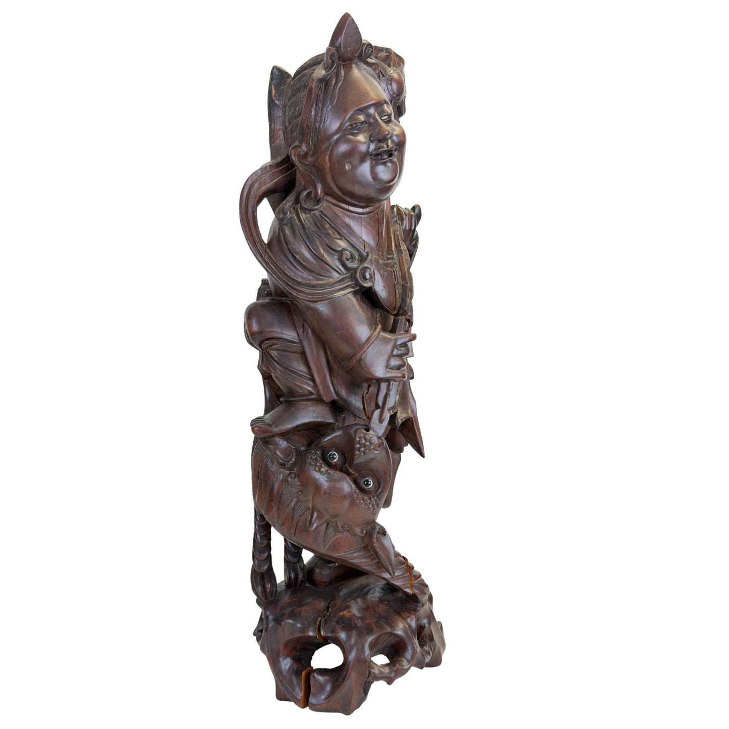 Authentieke Ebisu sculptuur uit Japanse traditie van massief hout
