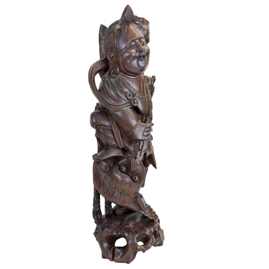 Authentieke Ebisu sculptuur uit Japanse traditie van massief hout