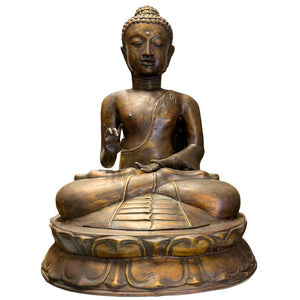 Monumentale Javaanse Bronzen Boeddha – Vitarka Mudra – 58 cm – 8,5 kg