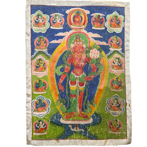 Monumentale 19e-eeuwse Nepalese Newar Paubha van Rakta Tara – Rode Tara van Wensvervulling en Voorspoed – 120 cm