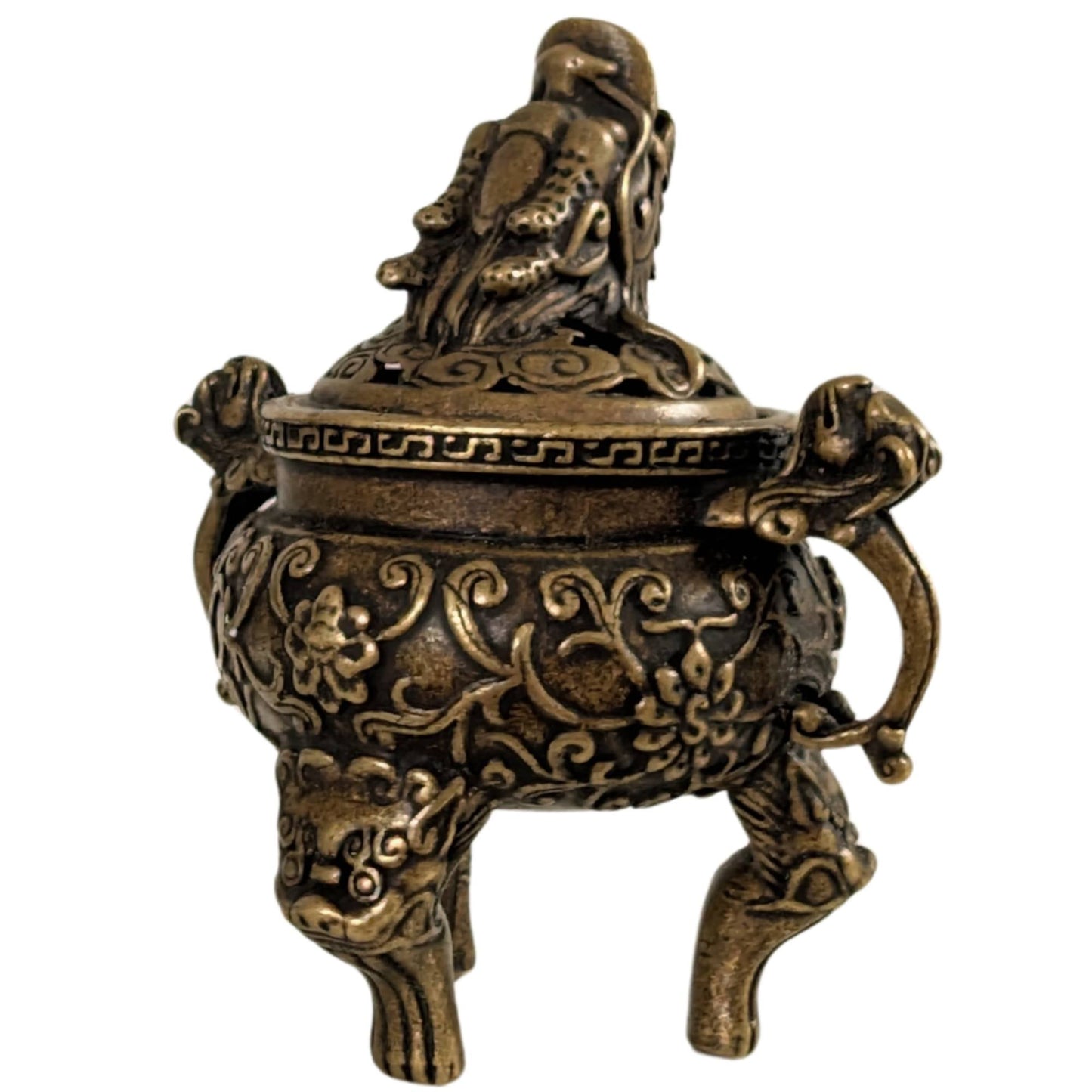 Chinese bronzen driepoot wierookbrander in archaïstische stijl met monsterpoten