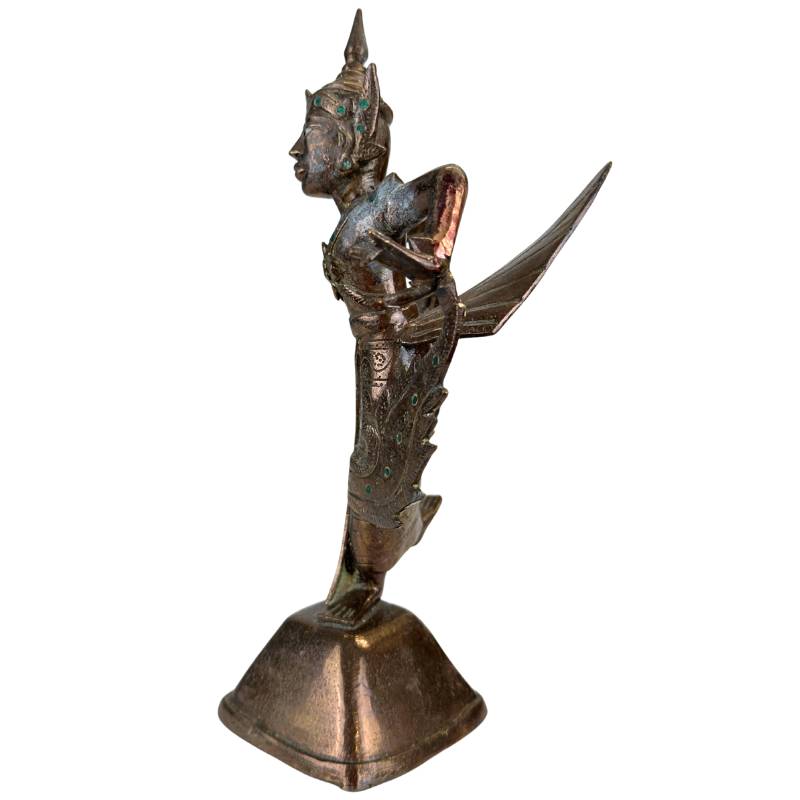 Antieke Thai Kinnara van 1,1 kg massief gegoten brons.