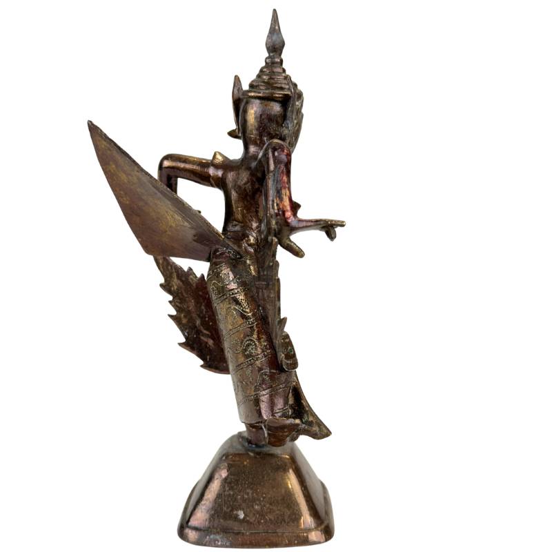 Antieke Thai Kinnara gegoten in zwaar koperrijk rood brons.