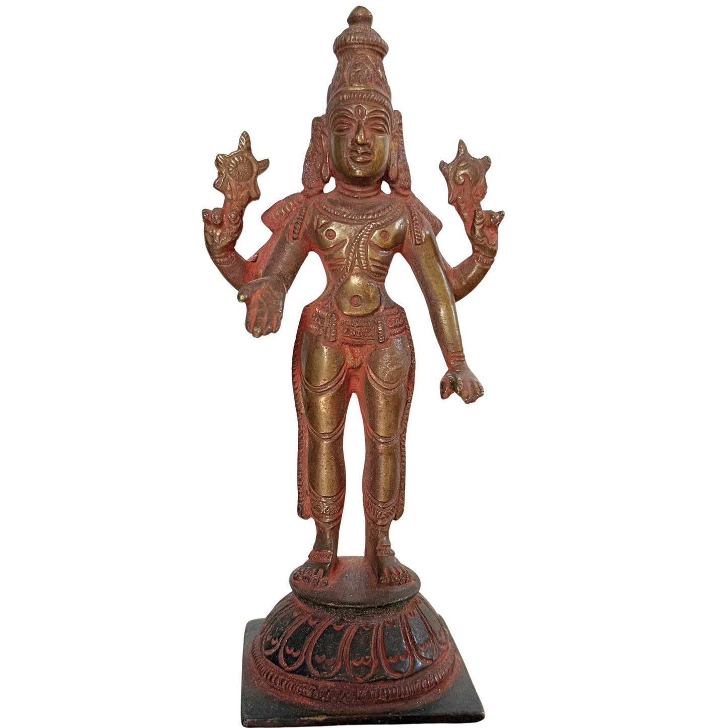 Antiek bronzen Vishnu beeld uit Zuid-India als symbool voor bescherming en harmonie