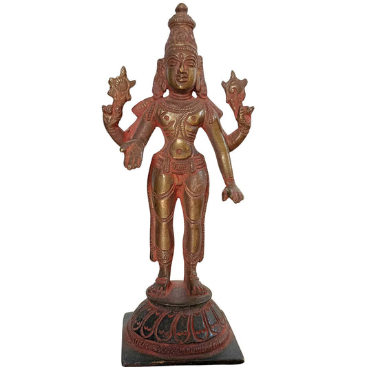 Antiek bronzen Vishnu beeld uit Zuid-India als symbool voor bescherming en harmonie