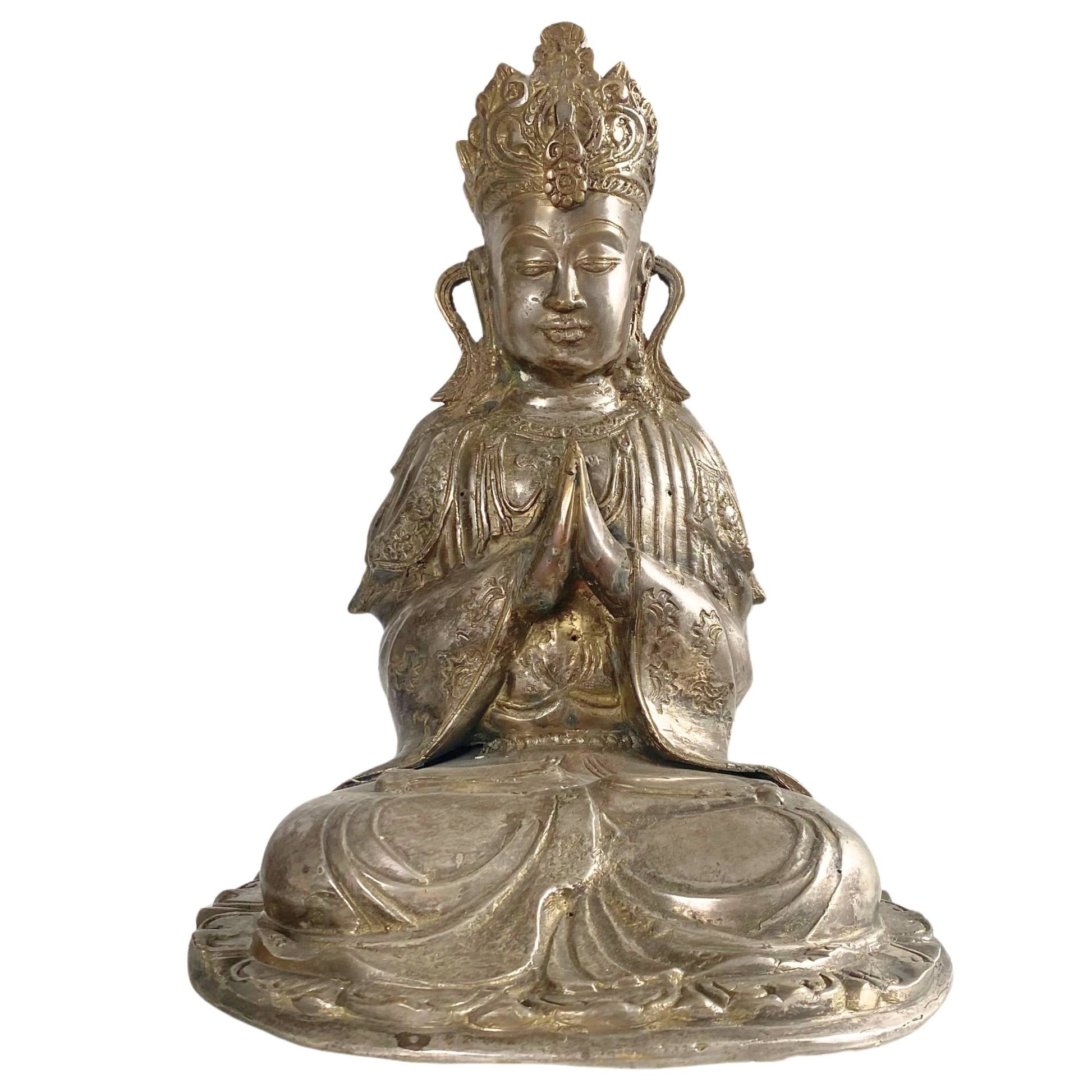 Antieke vuurvergulde Bodhisattva uit Ladakh, 18e eeuw (ca. 1750-1770).
