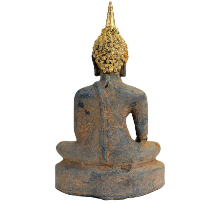 Antique Ayutthaya Buddha – Gilt Bronze, 17th–Early 18th Century – close view of the central details