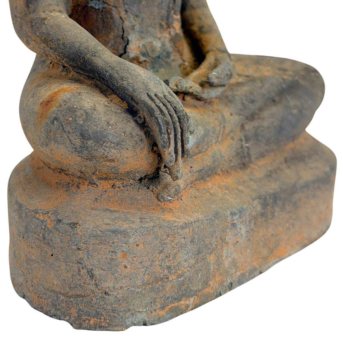 Antique Ayutthaya Buddha – Gilt Bronze, 17th–Early 18th Century – right three-quarter rear view