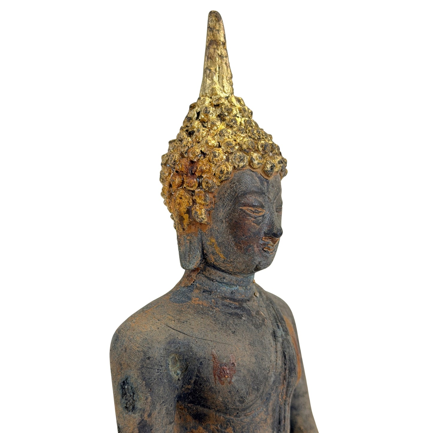 Gilt-bronze Ayutthaya Buddha with aged patina, catalogue view 05