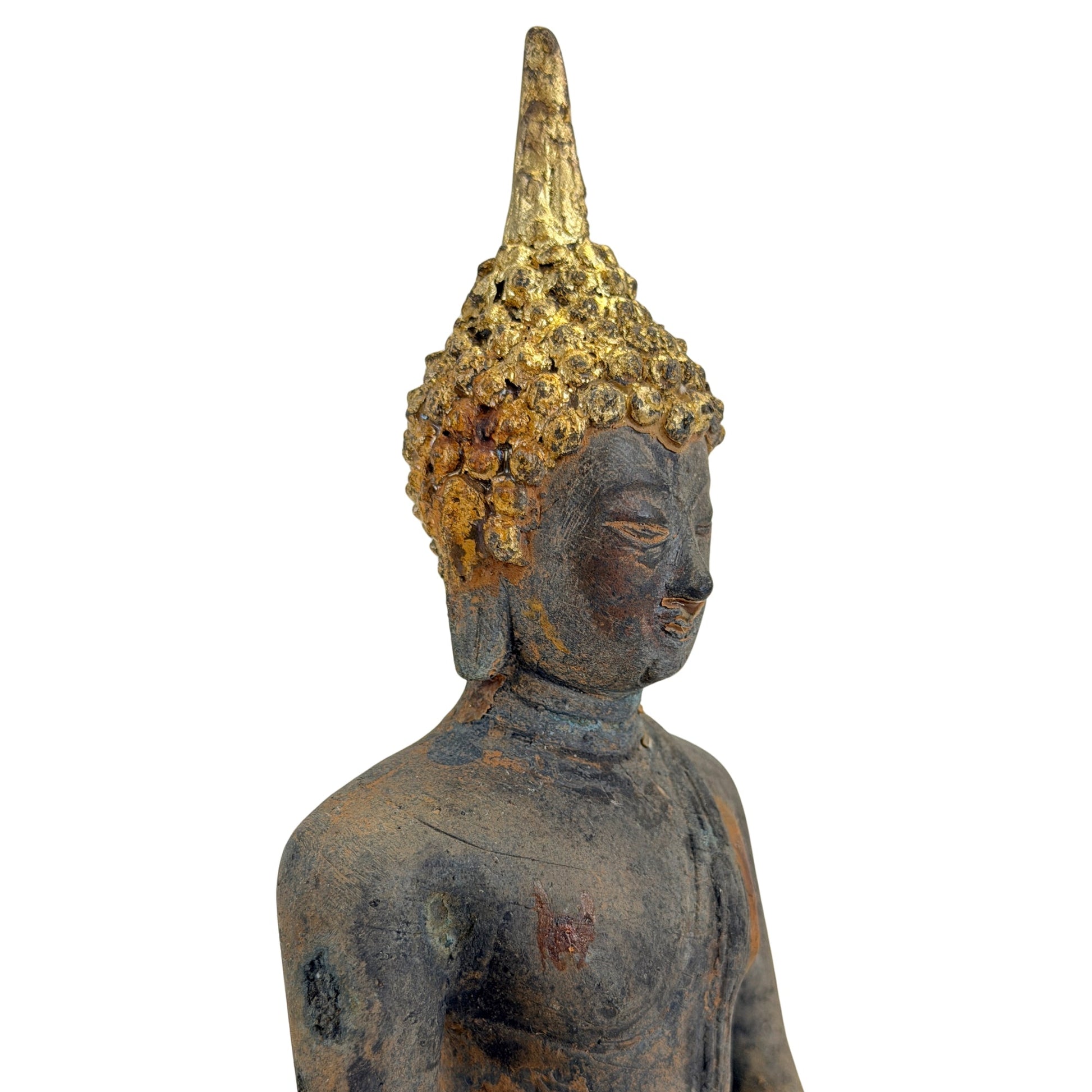 Gilt-bronze Ayutthaya Buddha with aged patina, catalogue view 05