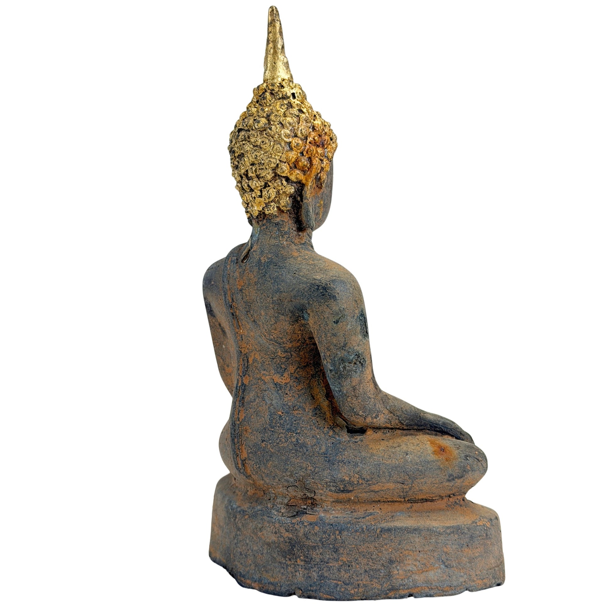 Ayutthaya Buddha with historic gilt traces and brown patina, catalogue view 09