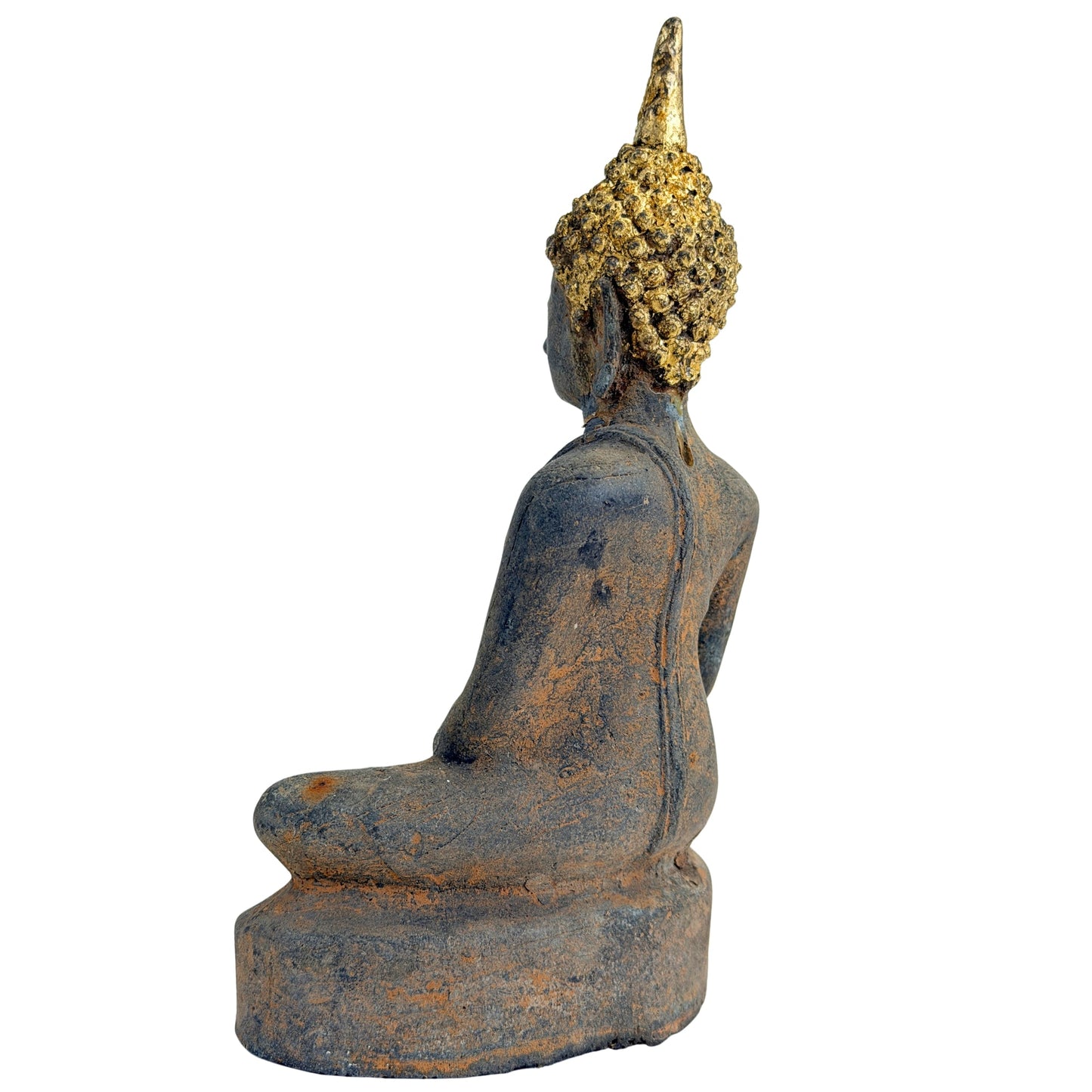 Ayutthaya-period seated Buddha in bronze with aged gilding, catalogue view 11