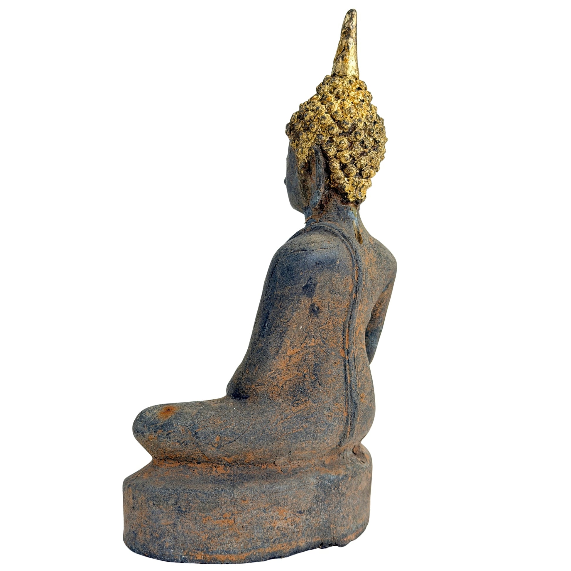 Ayutthaya-period seated Buddha in bronze with aged gilding, catalogue view 11