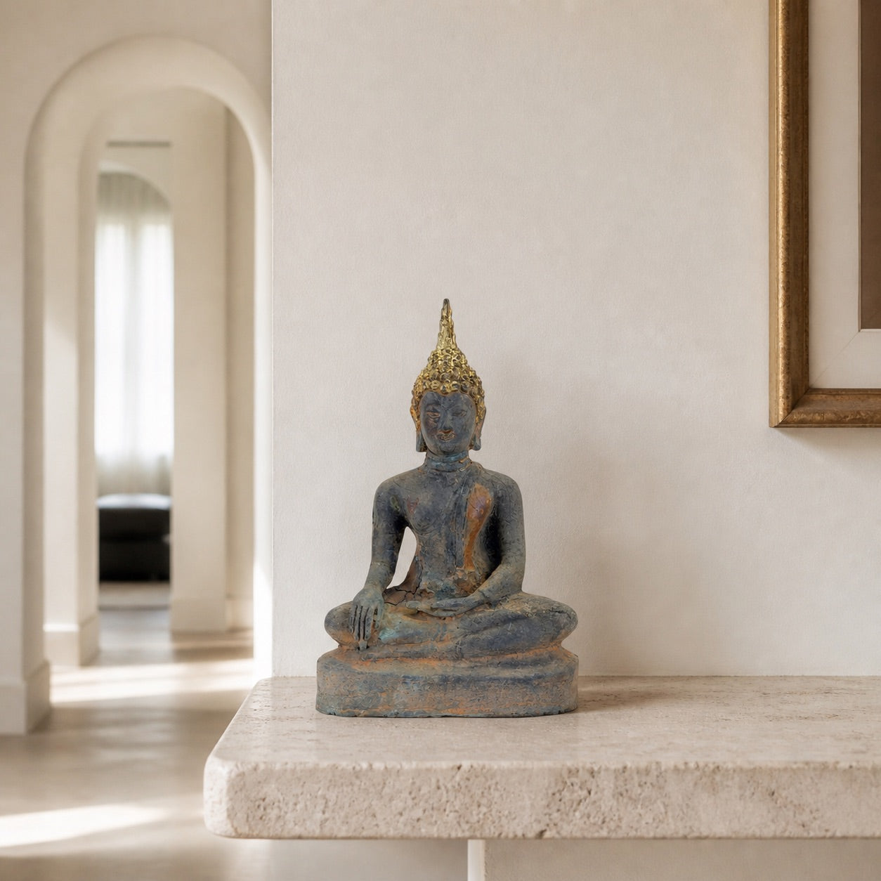 Antique Thai Ayutthaya Buddha in gilt bronze, catalogue view 18